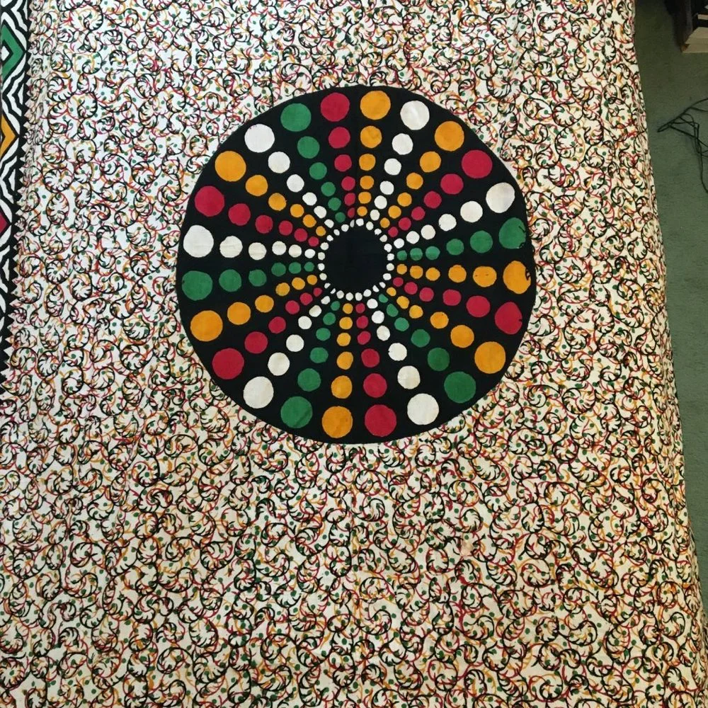 Vintage Hippie Wall Hanging Bed Covering, Dorm Room, Bought in India in the 80s